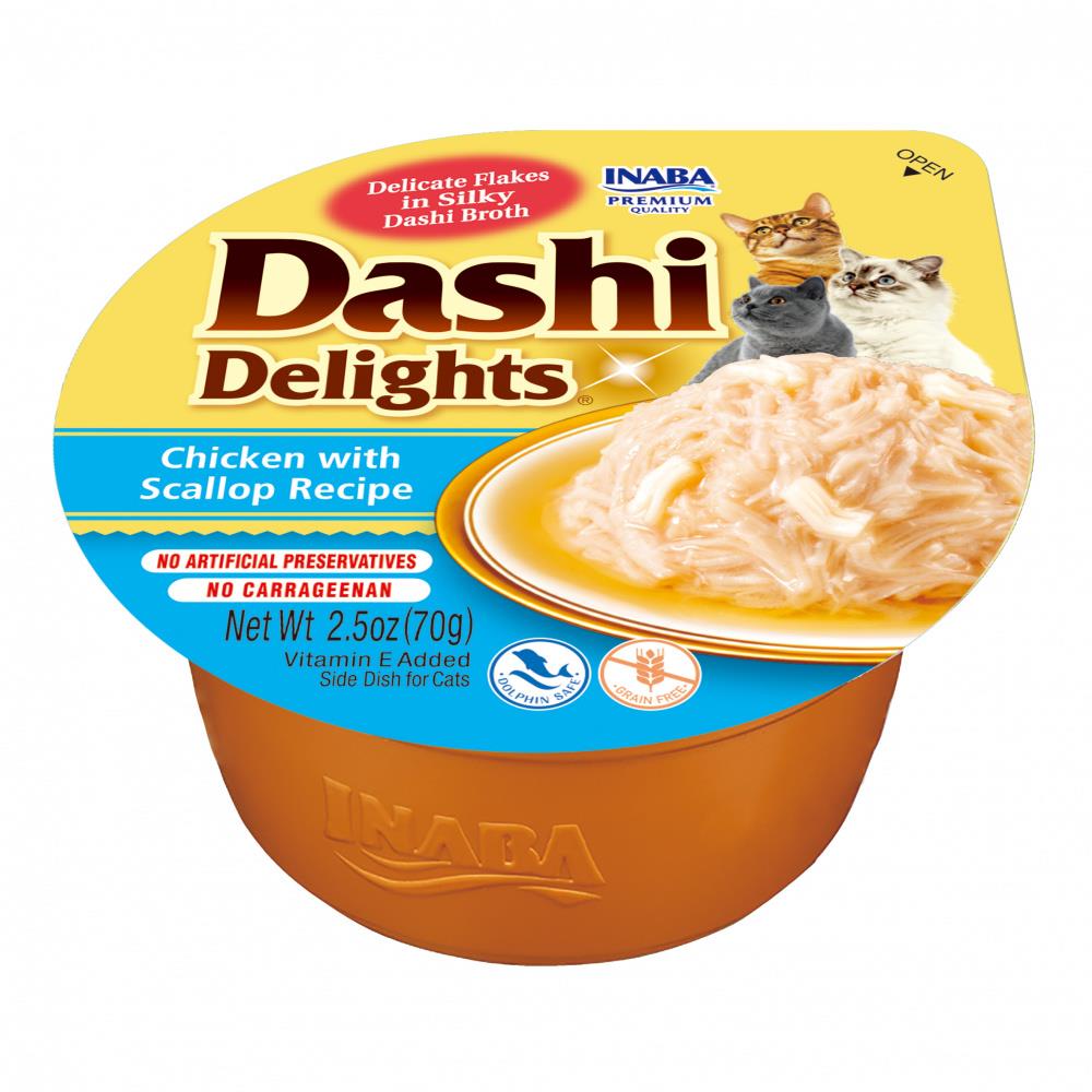 Inaba Dashi Delights Chicken and Scallop Bits in Broth Cat Food Topping - 2.5 Oz - Case of 6  