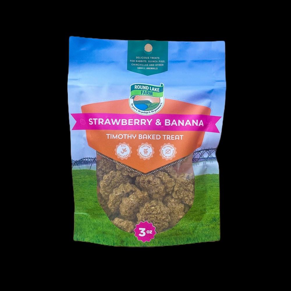Round Lake Farms Strawberry and Banana Baked Timothy Small Animal Treats - 3 Oz