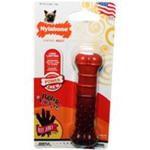 Nylabone Textured-Bone Durable Power-Chew Flavor Frenzy Beef Jerky Flavor Nylon Chew Dog Toy - Small/Regular