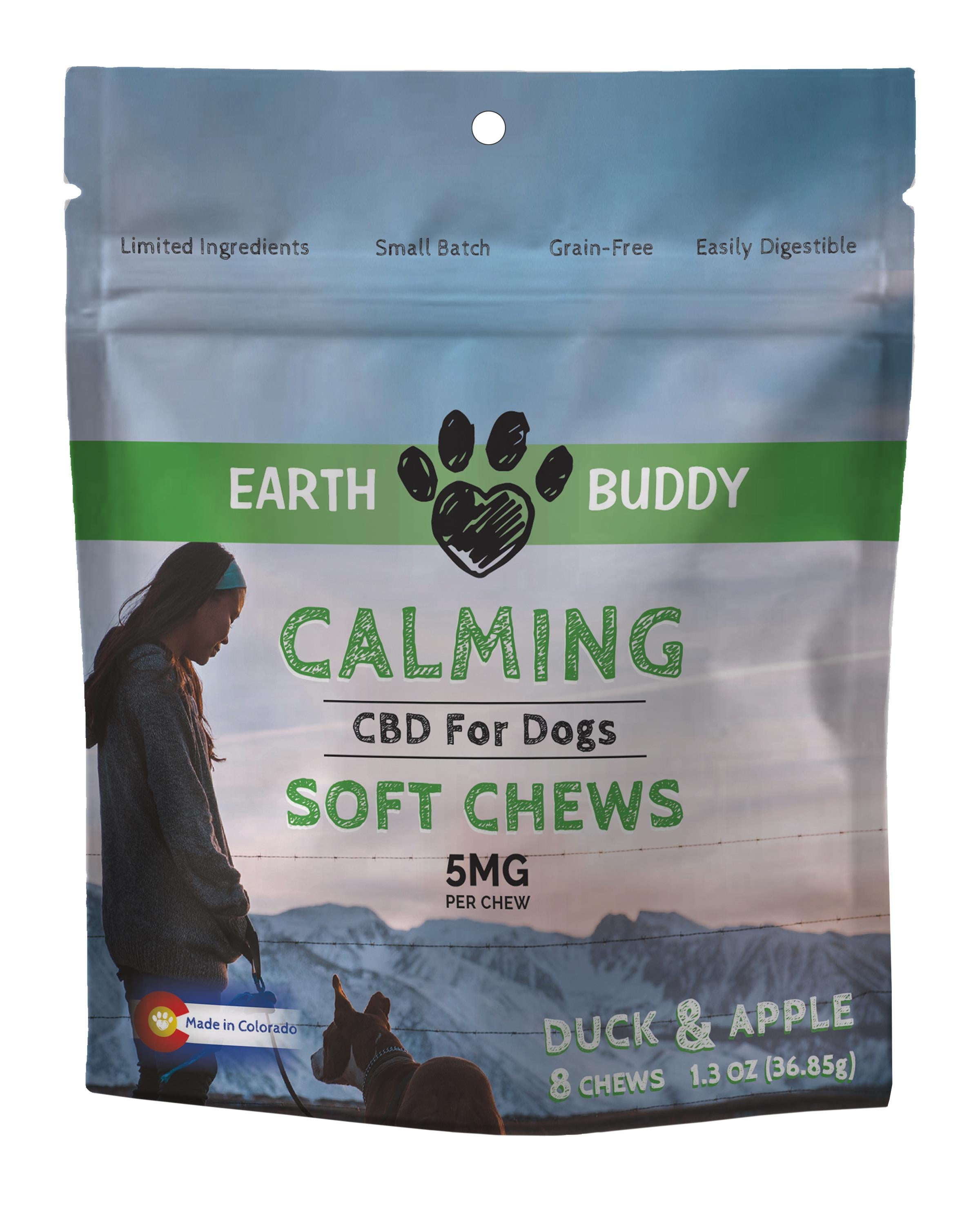 Earth Buddy CBD Duck and Apple Calming Supplemental Dog Chews - 5MG 8 Count Trial Pack