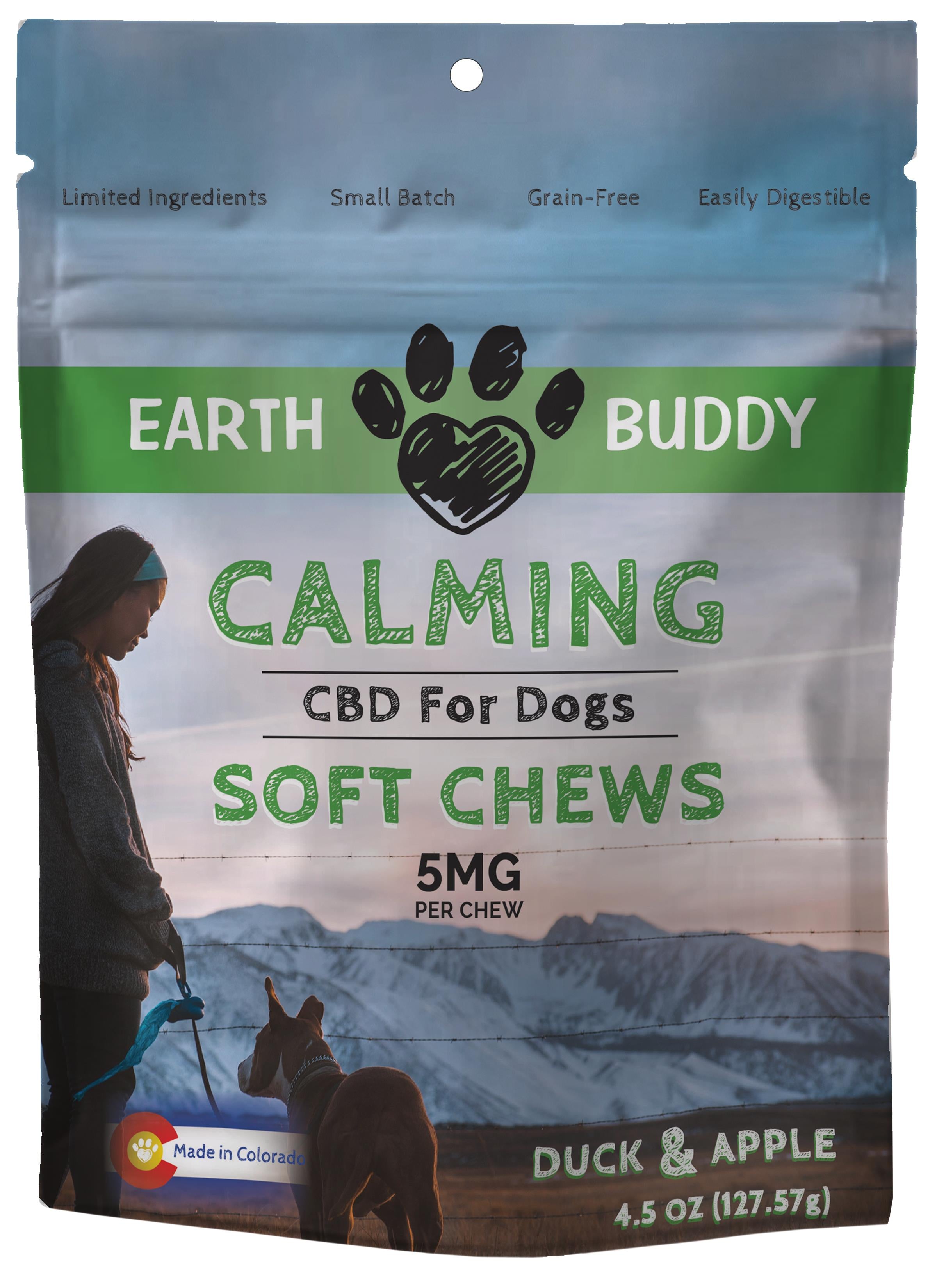 Earth Buddy CBD Duck and Apple Calming Supplemental Dog Chews - 5MG 4.5 Ounce