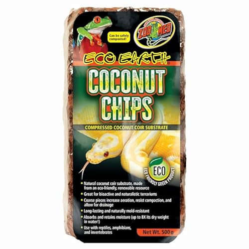 Zoo Med Laboratories Eco Earth Compressed Coconut Chips Snake Substrate Reptile Bedding - 500 Grams - 1 Brick