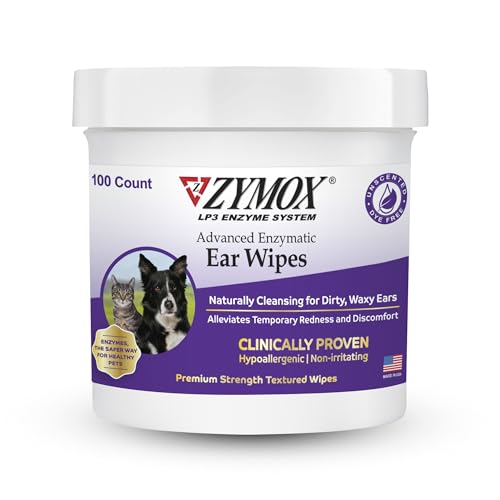Zymox Advanced Enzymatic Natural Hypoallergenic Cleansing Cat and Dog Ear Wipes - 100 Count
