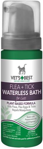 Vet's Best Flea and Tick Waterless Bath Foam for Cats - 5 Oz  