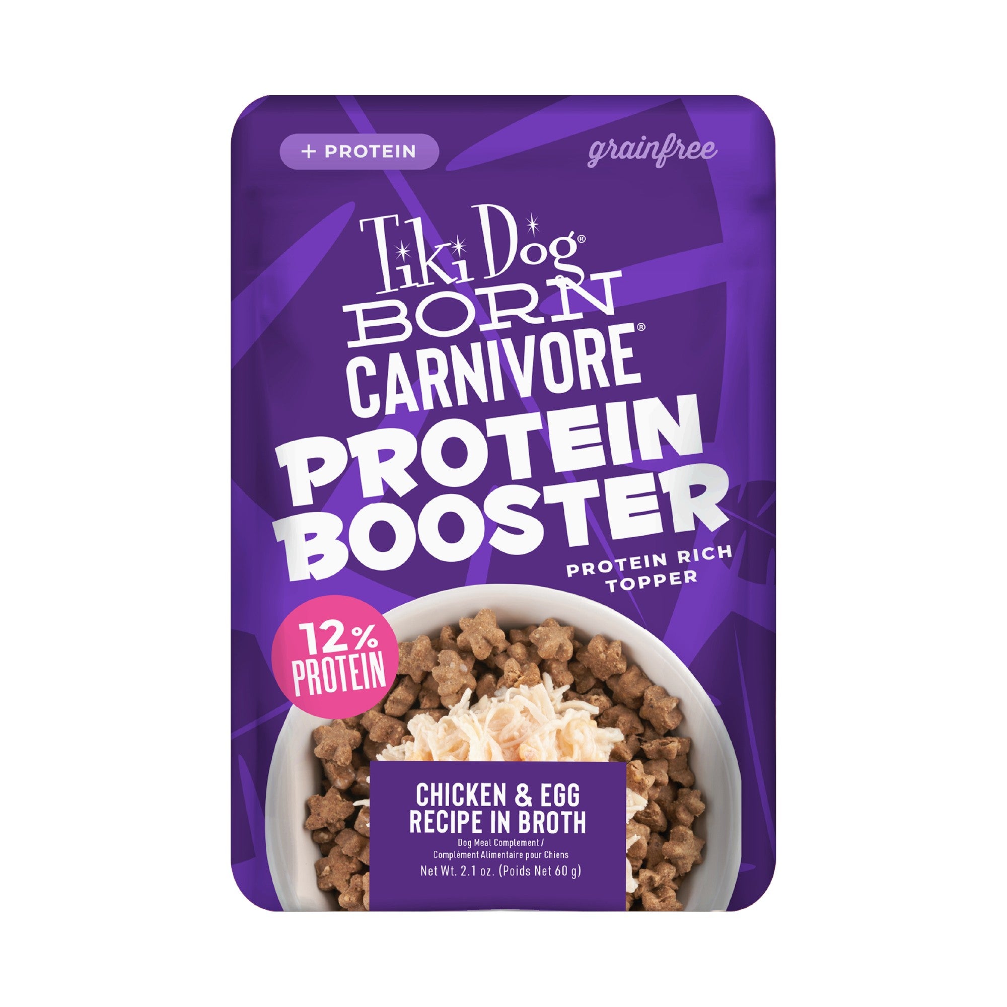 Tiki Dog Born Carnivore Protein Booster Chicken and Egg in Broth Wet Dog Food Topper Pouch - 2.1 Oz - Case of 12 Default Title