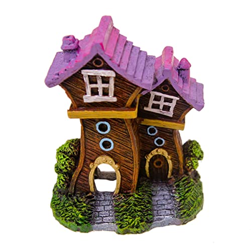 Blue Ribbon Exotic Environments Fun House Village Aquarium Décor Ornament - Purple - Small