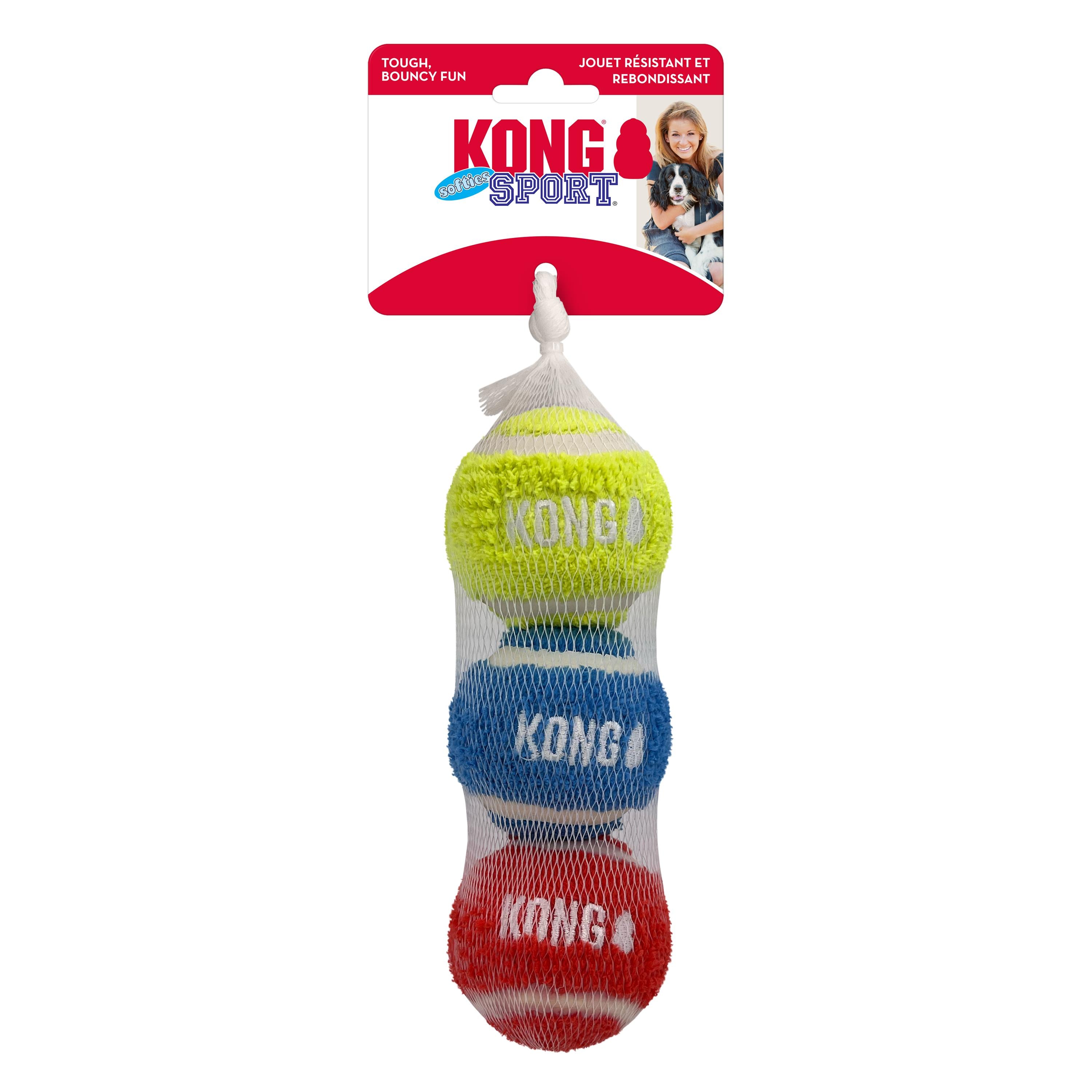 Kong Sport Softies Ball Non-Squeak Sherpa Fleece Covered Tennis Balls Fetch Dog Toys - Medium - 2.5 Inch - 3 Pack