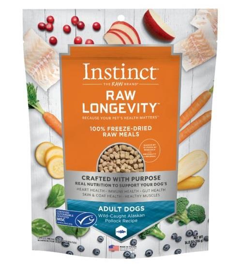 Longevity Alaskan Pollock Bites Adult 100% Freeze-Dried Raw Dog Food - 14 Oz