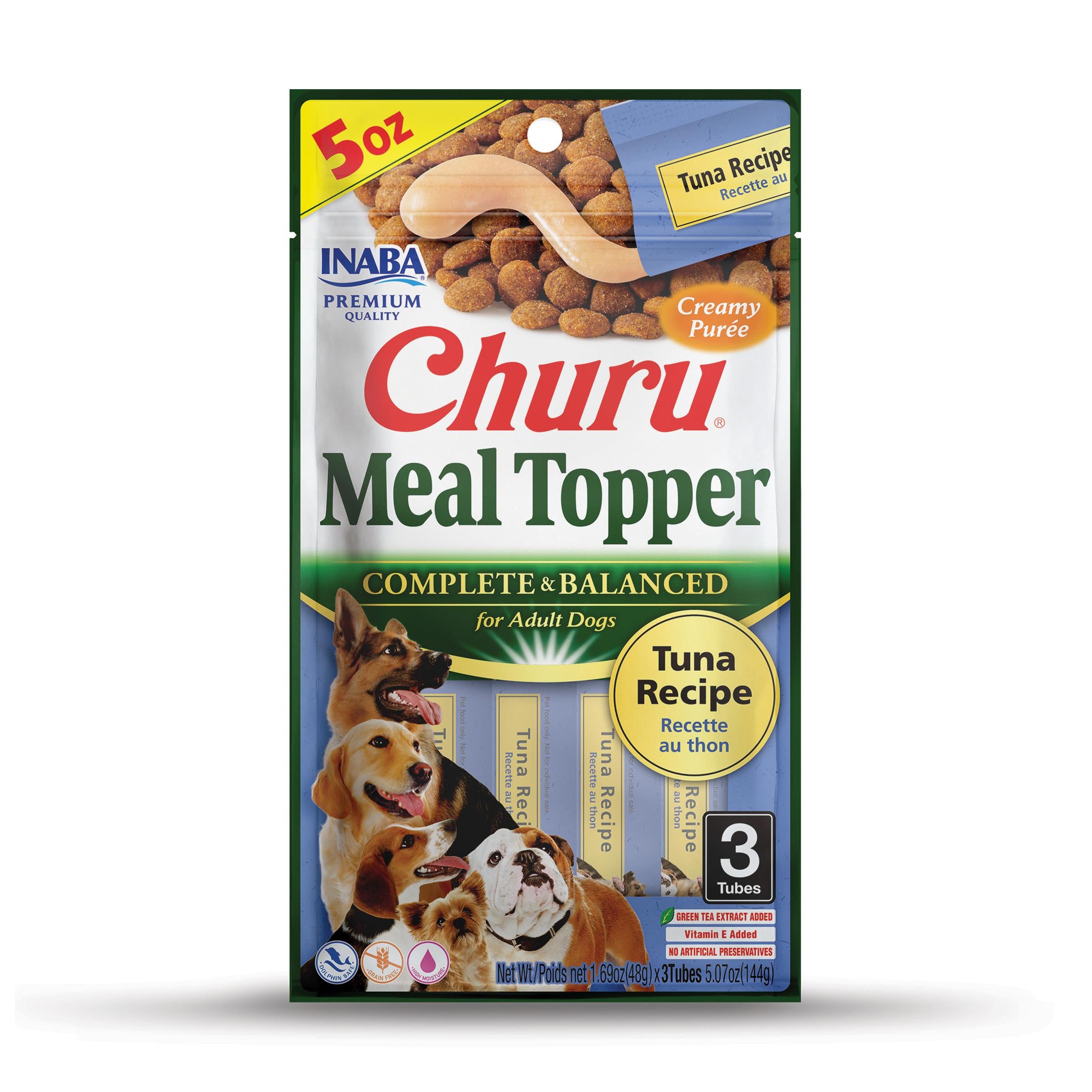 Inaba Churu Complete and Balanced Tuna Dog Food Meal Topper Pouch - 1.69 Oz - 3 Pack - Case of 6 Default Title