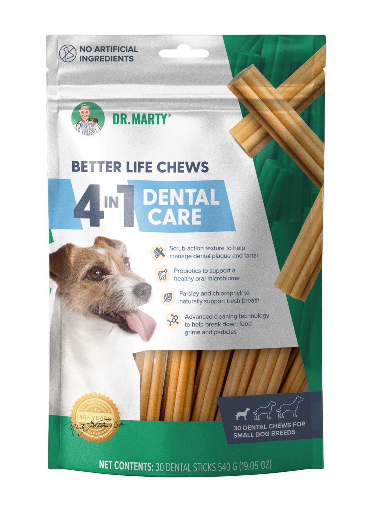 Dr. Marty Better Life 4-in-1 Dental Dog Chew Sticks Small Breed - 19 Oz