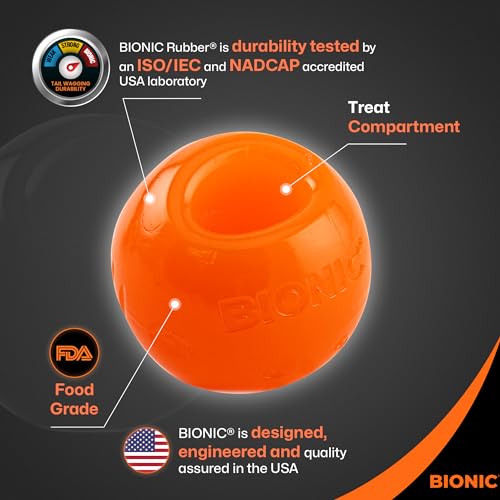 BIONIC Ball Toughest Chew Indestructible Fetch Rubber Dog Toy - Small - Dogs Up to 20 Lbs