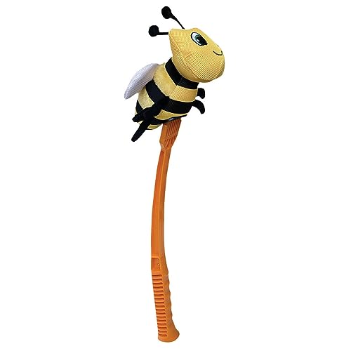 Flingerz Fling and Fetch Launcher Interactive Dog Toy with Nylon Squeaking Honey Bee   
