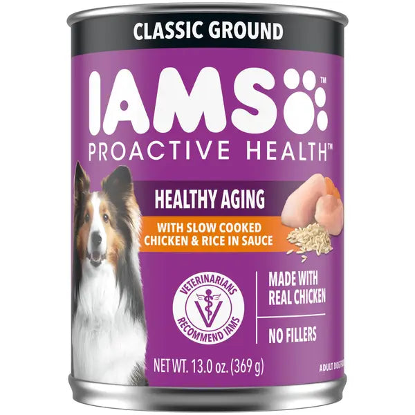IAMS ProActive Health Slow Cooked Chicken and Rice Pate Senior Canned Dog Food - 13 Oz - Case of 12 Default Title