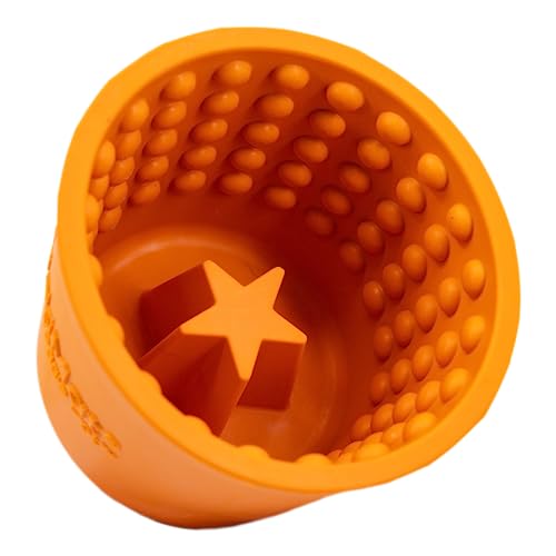 Innovative Pet Lickimat Yoggie Pot Slow Feeding Rubber Dog Bowl or Pot Orange