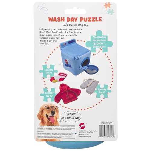 Ethical SPOT Hide N' Seek Wash Day Squeak and Crinkle Puzzle Dog Toy - 6 Inch