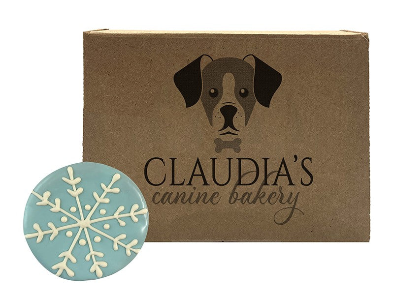 Claudia's Canine Bakery Holiday Snowflake Frosted Biscuit Dog Treats - 12 Count  
