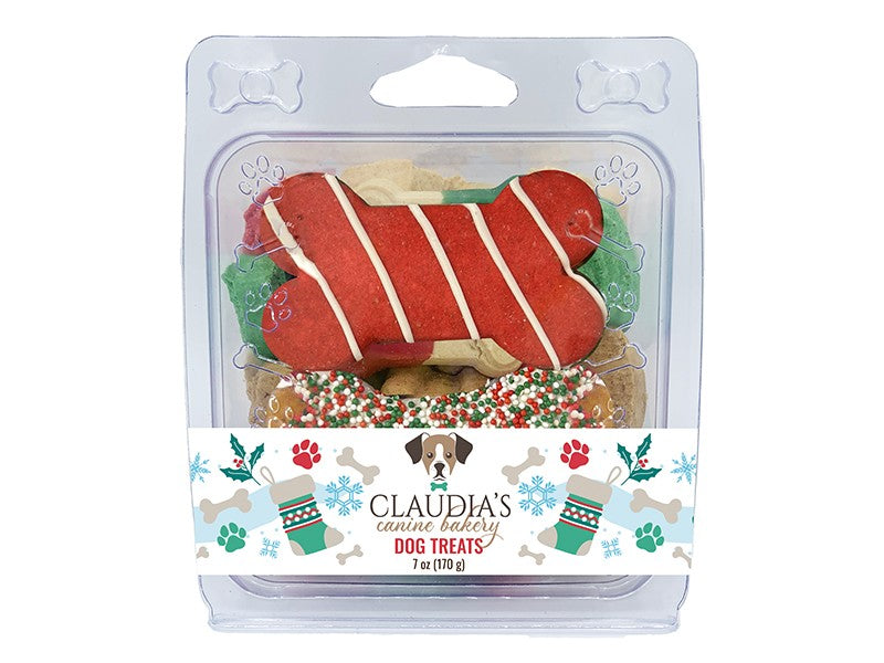 Claudia's Canine Bakery Holiday Bones Biscuit Dog Treats - 7 Oz - 6 Pack