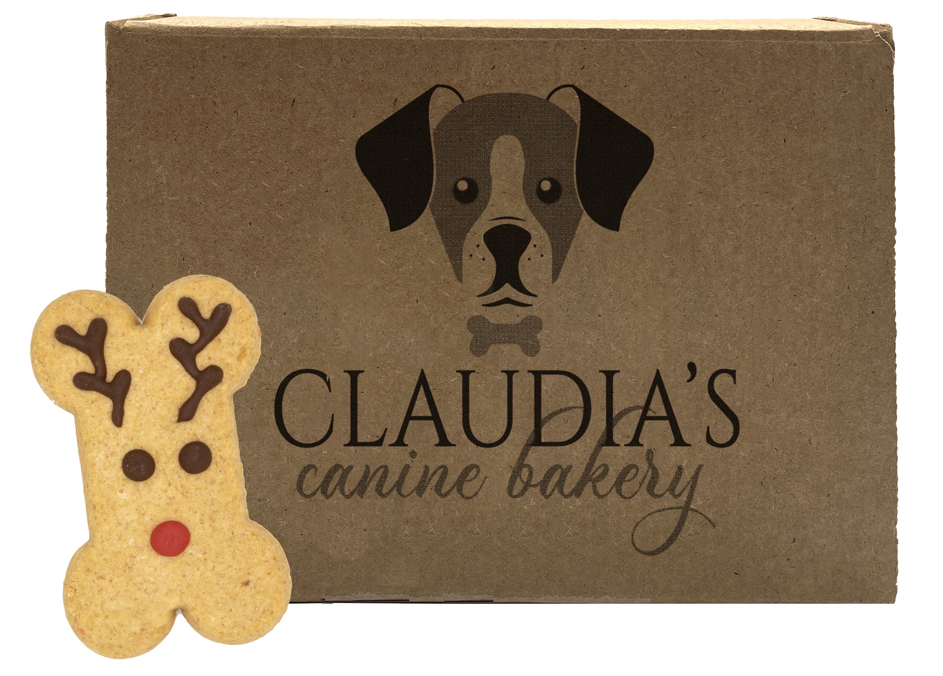 Claudia's Canine Bakery Holiday Raindeer Bones Biscuit Dog Treats - 15 Count