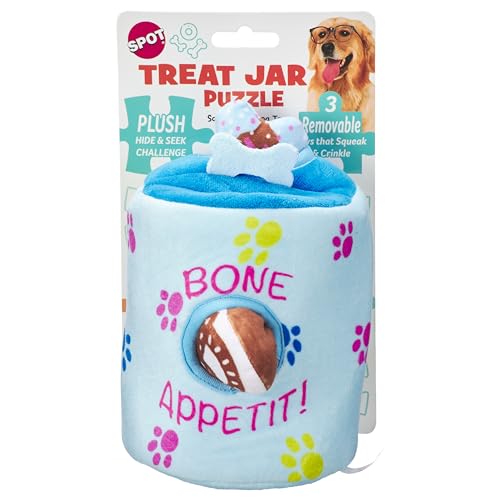 Ethical SPOT Hide N' Seek Treat Jar Squeak and Crinkle Plush Puzzle Dog Toy - 8 Inch