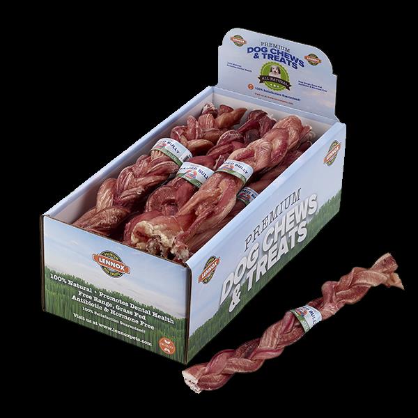Lennox Braided Premium Beef Bully Sticks Natural Dog Chews 12 Inch - 16 Count