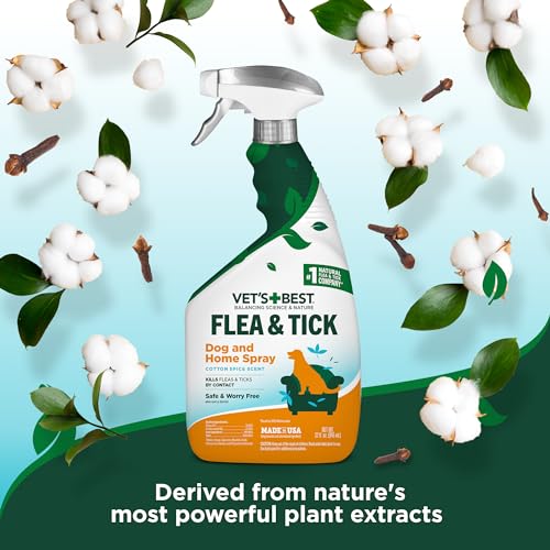 Vet's Best Natural Flea and Tick Cotton Spice Scent Plant-Based Home and Dog Spray - 14 Oz
