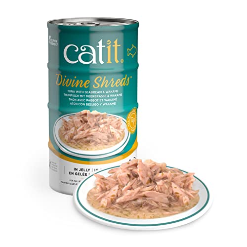 Catit Divine Shreds in Jelly Tuna and Seabream with Wakame Canned Cat Food - 3 Oz - 4 Pack - Case of 6 Default Title