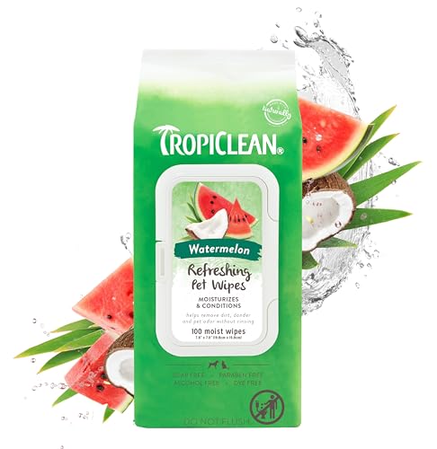 Tropiclean Watermelon and Coconut 2-in-1 Cat and Dog Refreshing Pet Wipes - 100 Count