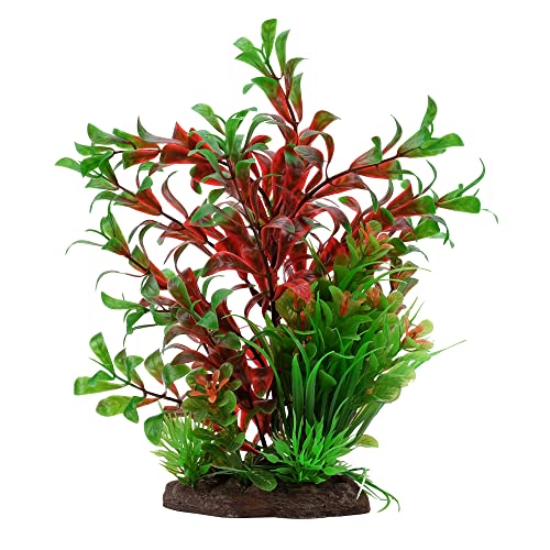 Fluval AquaLife Red Ludwigia and Dwarf Sagittarius Mix Plastic Plant Aquarium Décor - 8 Inch