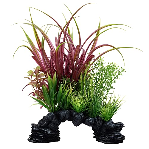 Fluval AquaLife Red Sagitta Mix Plastic Plant Aquarium Décor - 10 Inch