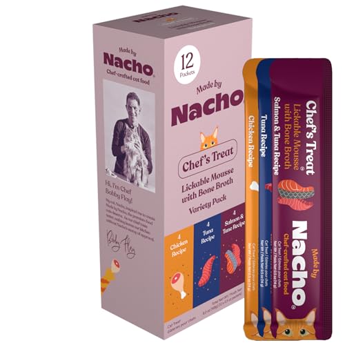 Made by Nacho Chef's Treat Chicken Tuna and Salmon Mousse Lickable Cat Treats - Variety Pack - .5 Oz - 12 Pack - Case of 4 Default Title