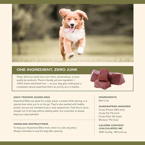 Badlands Ranch Superfood Bites Limited Ingredient Beef Liver Freeze-Dried Raw Dog Treats - 4 Oz - 6 Pack