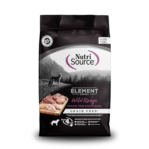 Nutrisource Element Series Wild Range Grain-Free Chicken Pork and Bison Dry Dog Food - 12 Lbs