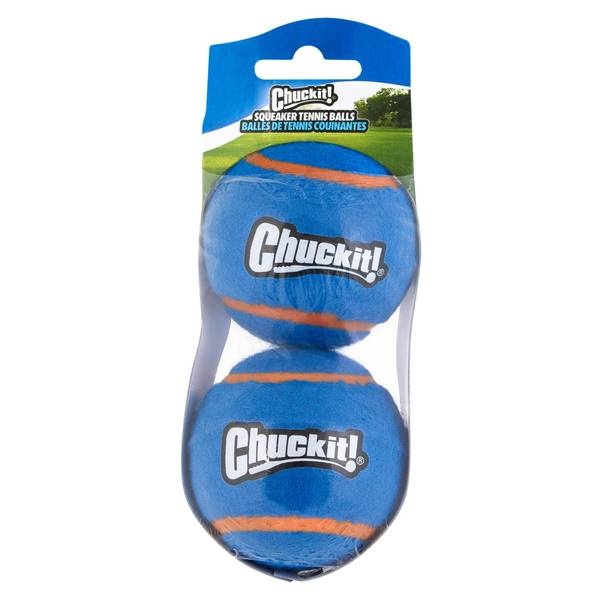 Chuckit! Petmate Squeaker Tennis Balls Fetch Dog Toys - Medium - 2.5 Inch - 2 Pack
