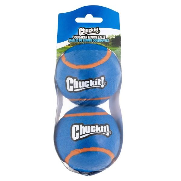 Chuckit! Petmate Squeaker Tennis Balls Fetch Dog Toys - Large - 3 Inch - 2 Pack