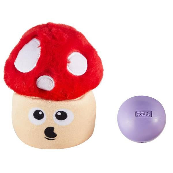 Outward Hound Nina Ottosson Snack Palz Mushroom Treat-Dispensing Puzzle Ball Soft Dog Toy with Inner Ball