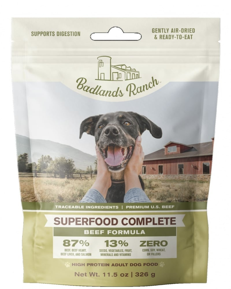 Badlands Ranch Superfood Complete High-Protein Beef Air-Dried Dog Food - 11.5 Oz - 6 Pack