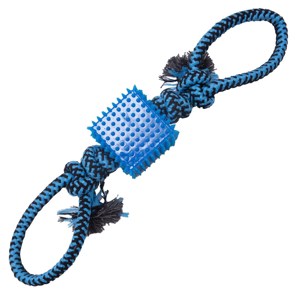 Snugarooz Tug N' Cube Cotton Rope Chew and Tug TPR Dog Toy - 19 Inch