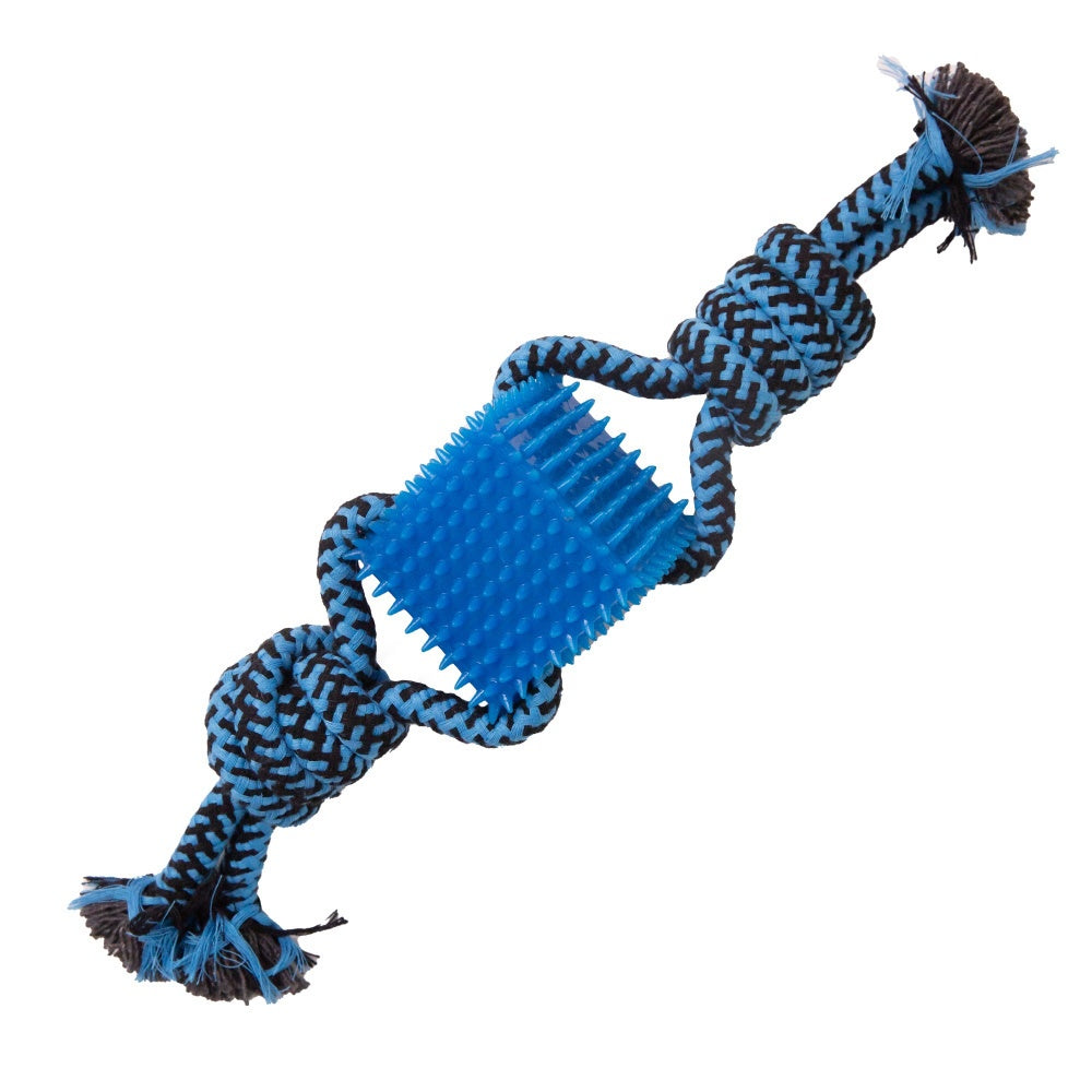 Snugarooz Knot So Cube Cotton Rope Chew and Tug TPR Dog Toy - 17 Inch