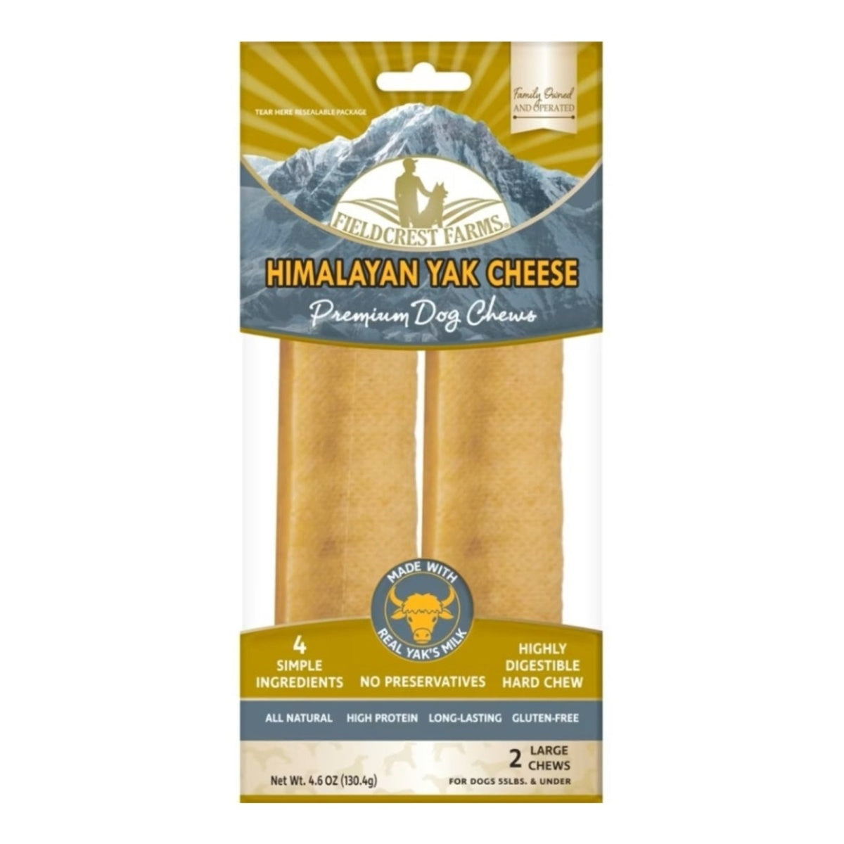 Fieldcrest Farms Himalayan Yak Cheese Soft and Chewy Dog Treat - Large - 2 Pack