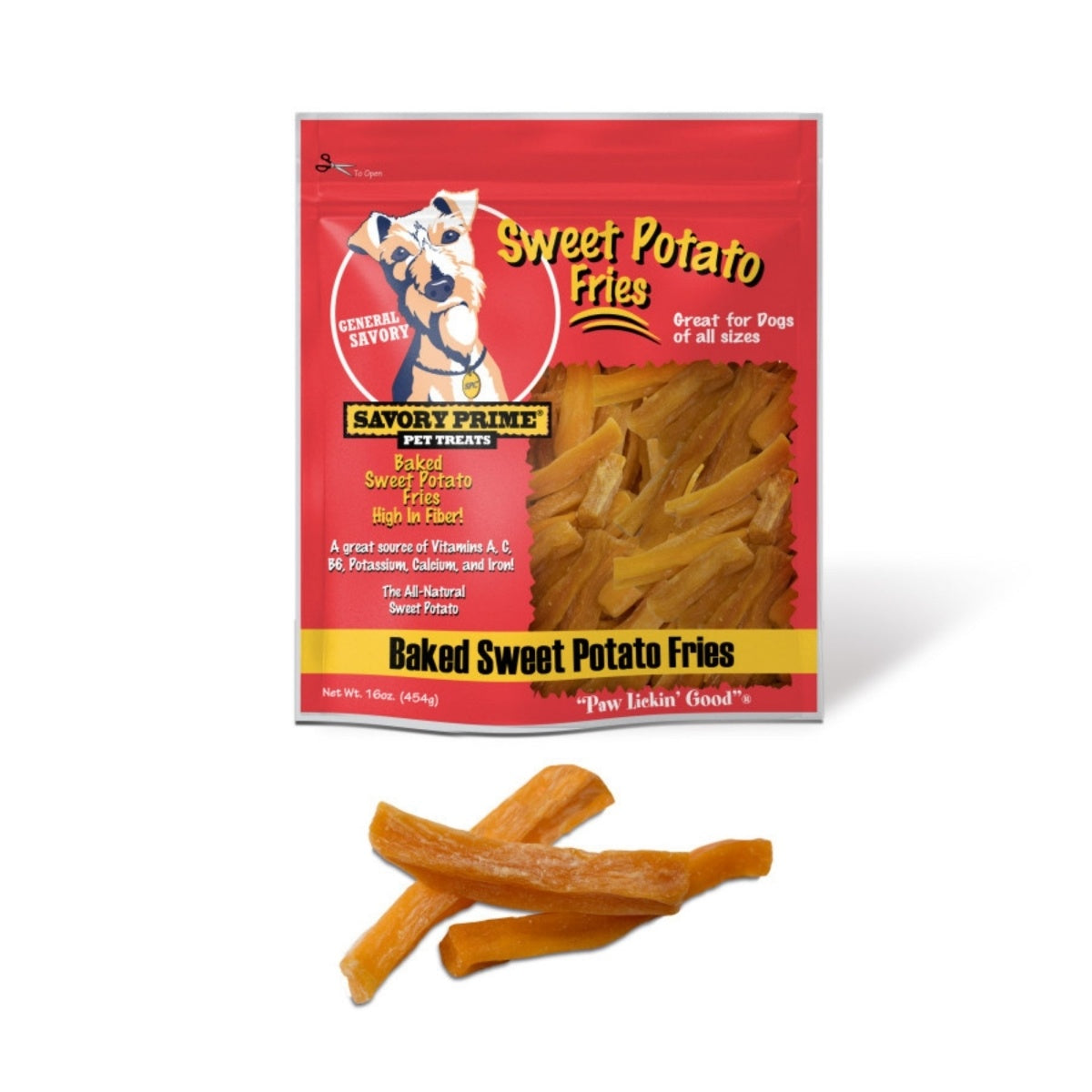 Savory Prime Grain-Free Sweet Potato Fries Baked Hard Chew Natural Dog Treats - 16 Oz