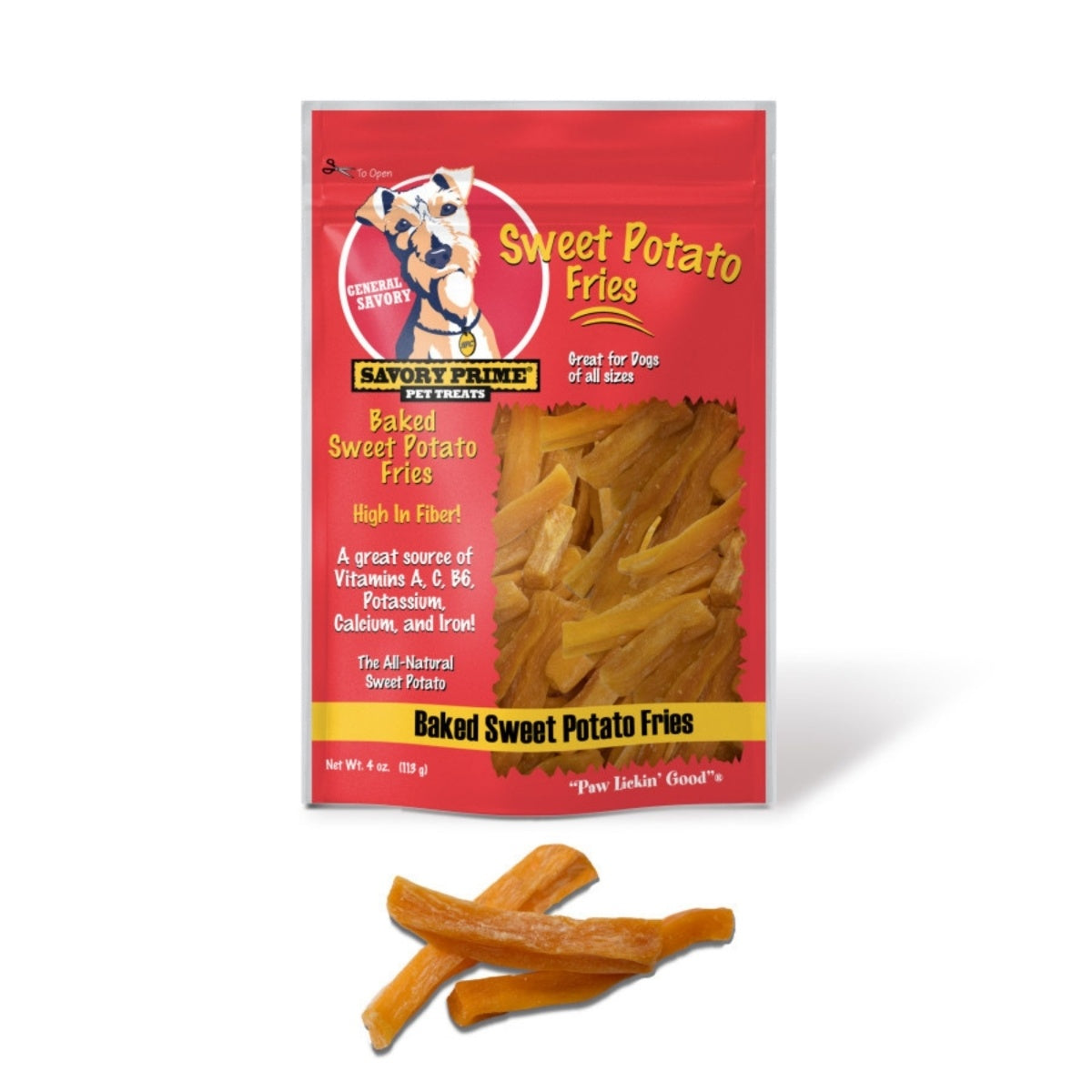 Savory Prime Grain-Free Sweet Potato Fries Baked Hard Chew Natural Dog Treats - 4 Oz