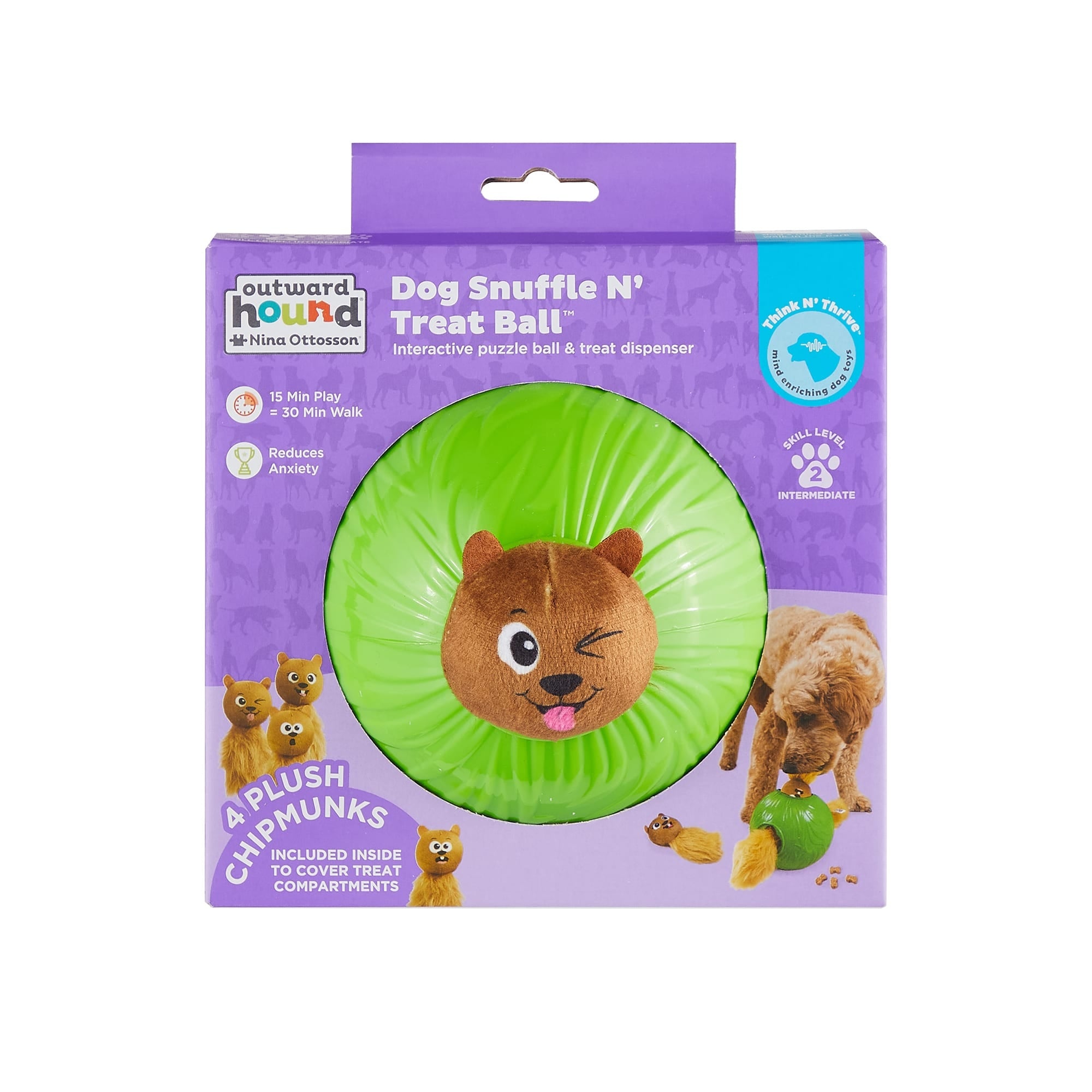 Outward Hound Nina Ottosson Snuffle N' Treat Ball Interactive Treat-Dispensing Squeak and Fetch Dog Toy Default Title