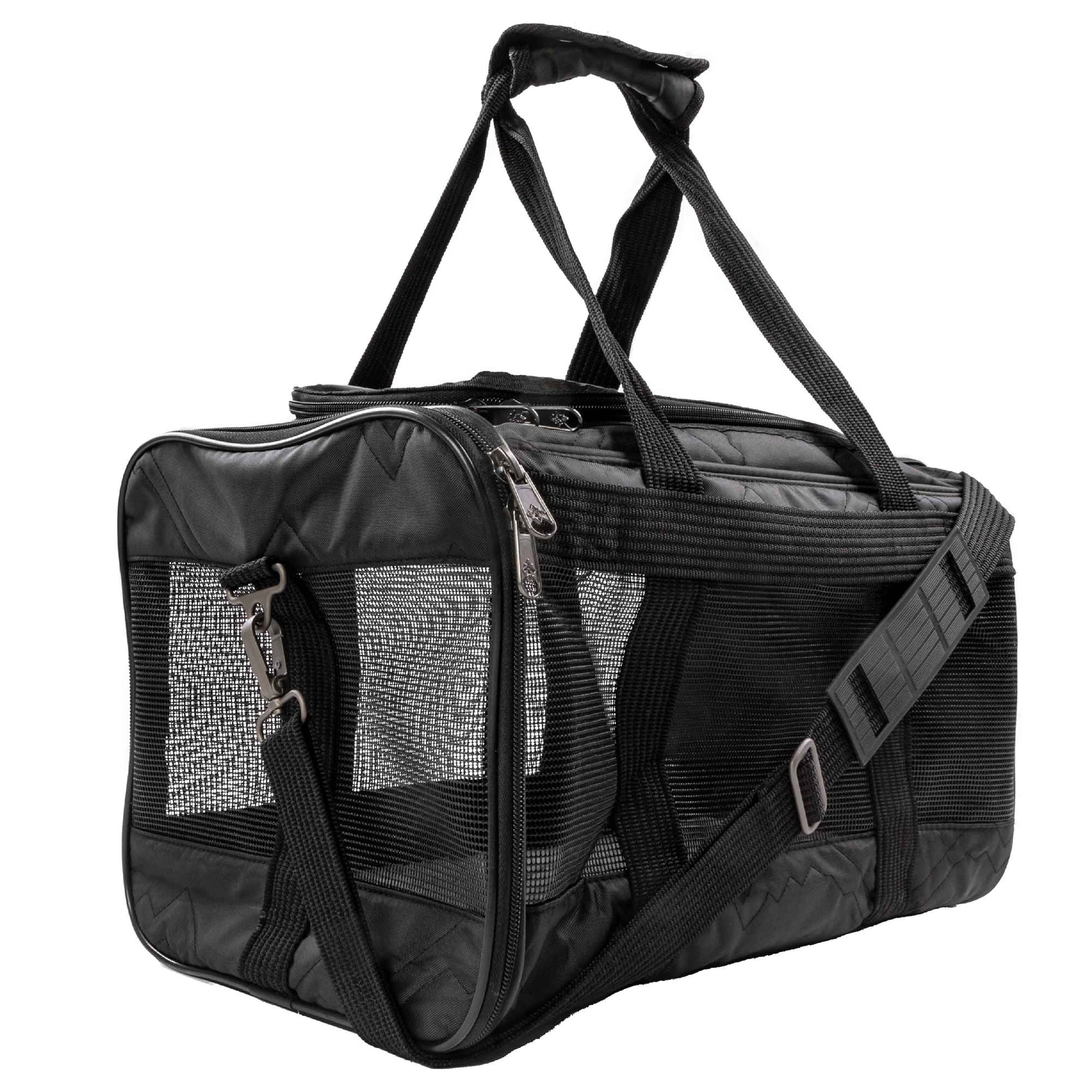 Sherpa Deluxe Airline Approved Soft Sided Pet Carrier - Black - Large - L:19 X W:11.8 X H:11.5 Inches