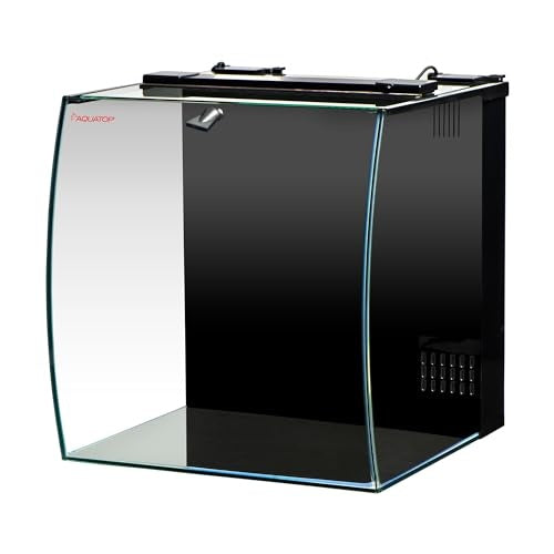 Aquatop Formosa Bow Front LED Lighting Desktop Glass Aquarium Kit - 8.6 Gal - L:12.6 X W:13.1 X H:13.1 Inch