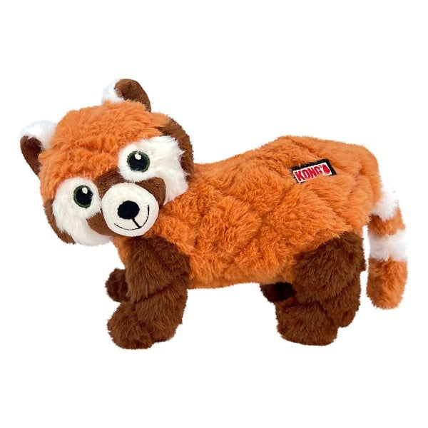 Kong Scampers Wildlife Panda Low-Tone Squeaking and Plush Dog Toy - Brown/Red - Medium