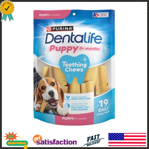 Purina DentaLife Puppy 3+ Months Teething Chews Chicken Flavor Dental Dog Treats 19 Count - 6 Oz - Case of 6