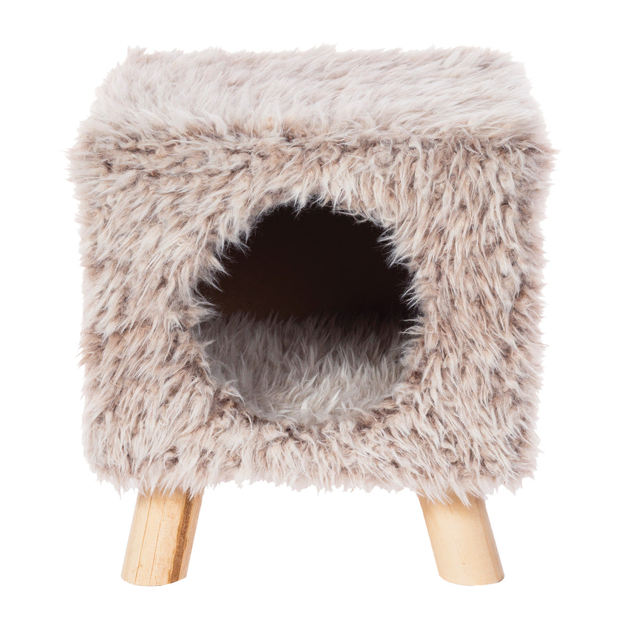 Prevue Hendryx Kitty Power Paws Cozy Cube Cat Furniture House - Frosty Tan - L:12 X W:12 X H:13.5 Inches