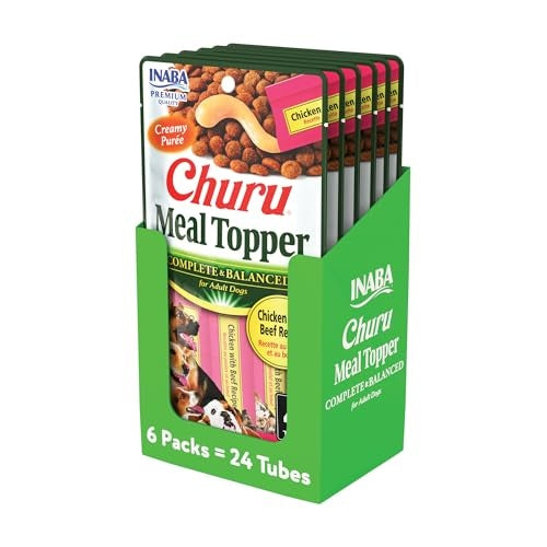 Inaba Churu Complete and Balanced Chicken and Beef Dog Food Meal Topper Pouch 0.5 Oz - 4 Pack - Case of 6