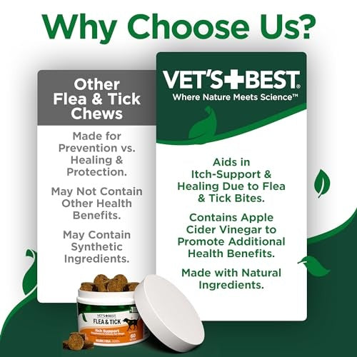 Vet's Best Flea and Tick with Itch Relief and Immune Support Soft Chew Dog Supplements - 60 Count
