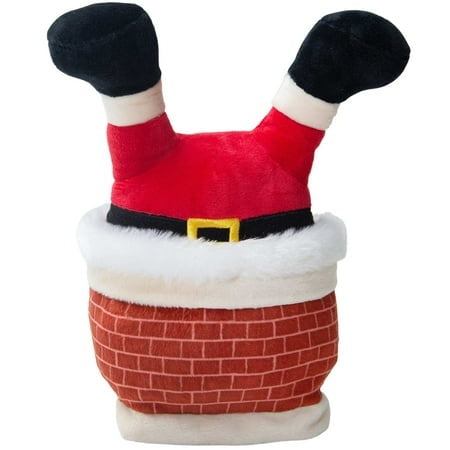 Snugarooz Holiday Slippin' Santa Chimney Squeak and Crinkle Plush Dog Toy 